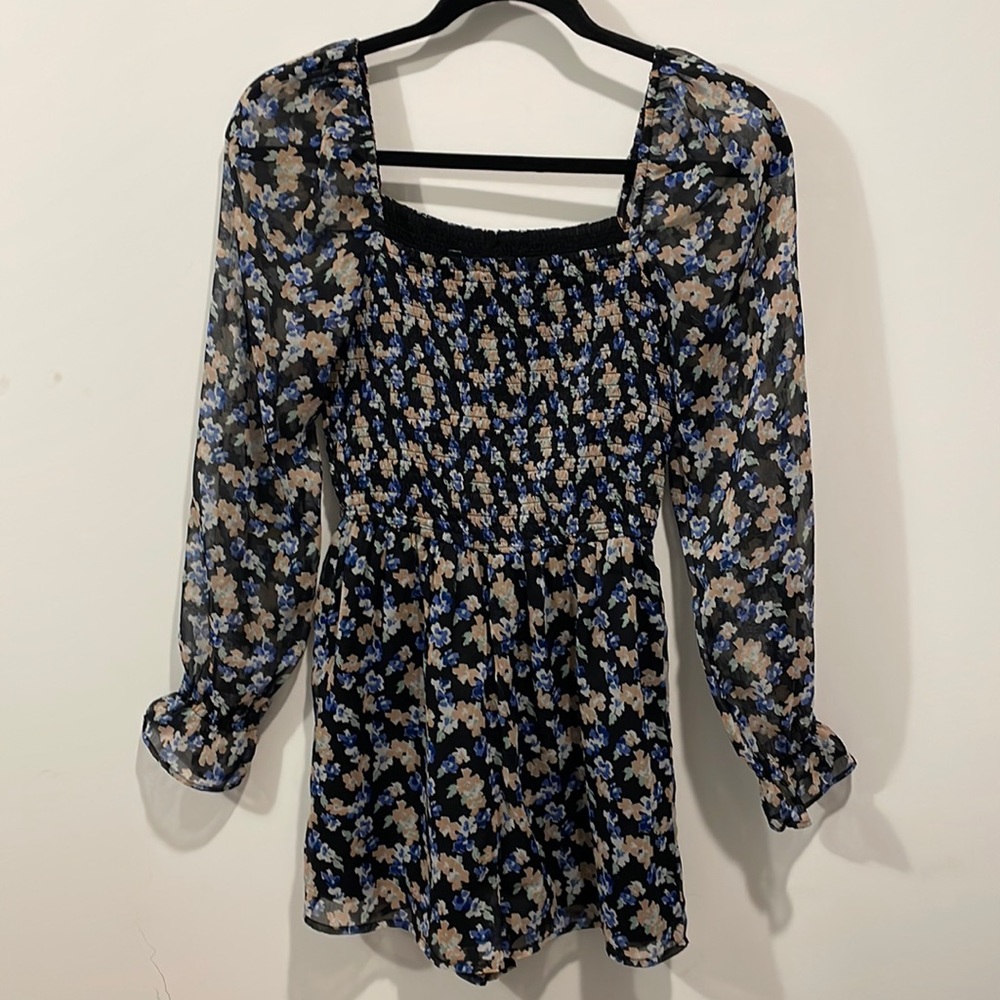 Abercrombie & Fitch floral sheer long sleeve romper